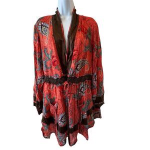 Johnny Was Paisley Rayon Tunic Blouse Kimono Size 1X Boho/Festival